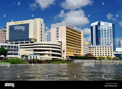 Modern High Rise Buildings In City Centre Of Kuching Sarawak Borneo