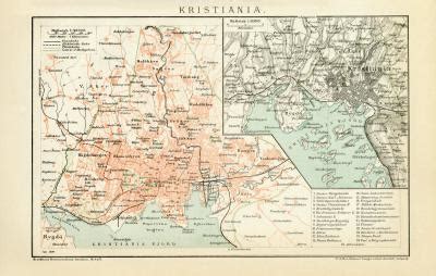 Oslo Kristiania Historischer Stadtplan 1899 Archiv Historischer Bil