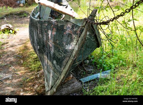 Old Wrecked Fishing Boat Stock Photo Alamy