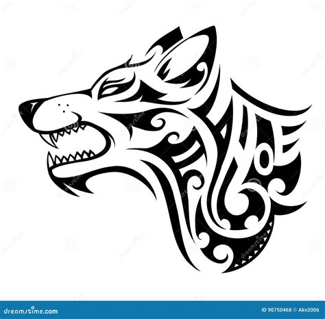 Wolf tattoo shape stock vector. Illustration of emblem - 90750468