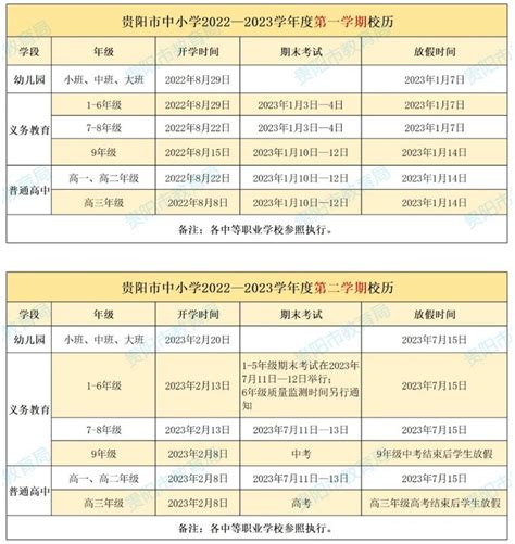 2023年贵阳市中小学开学放假时间安排 校历 小升初网