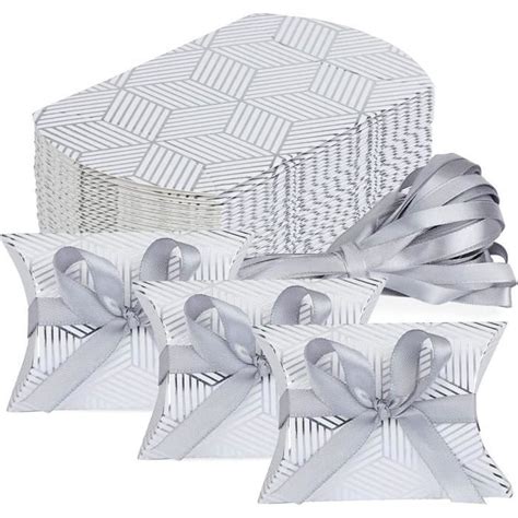 Lot de 50 boîtes à dragées en papier pour Mariage Fête Bonbons Silver