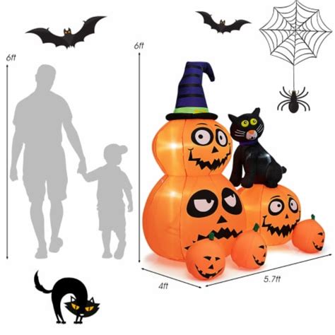 6ft Halloween Pumpkin And Witchs Black Cat Inflatables Outdoor Decor W