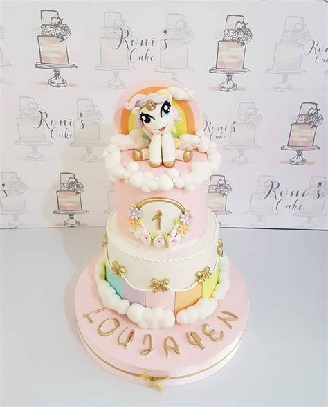 Ronis Cake Sur Instagram Unicorn Cake 💛🦄💚🌈🧡☁️💜 Happy 1st Birthday Loujayen Unicorn Cake