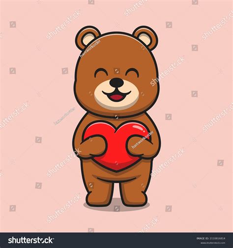 Cute Bear Hugging Love Heart Cartoon Stock Vector (Royalty Free ...