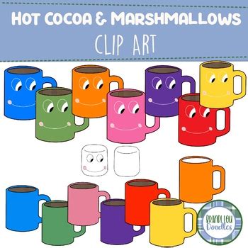 Hot Cocoa Clipart Mugs And Marshmallow Clipart By Brandi Lou Doodles