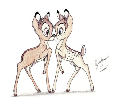 Bambi And Faline By Lupin3ita On Deviantart Disney Character Drawings