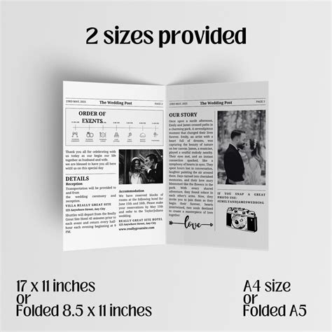 Editable Wedding Newspaper Invitation Template Personalise Your Love