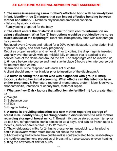 SOLUTION Ati Capstone Maternal Newborn Post Assessment Studypool