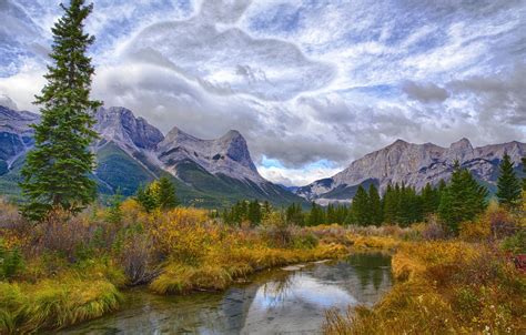 Wallpaper Autumn Forest The Sky Clouds Trees Mountains Lake