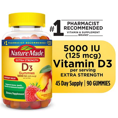 Nature Made Extra Strength Vitamin D3 5000 IU 125 Mcg Per Serving