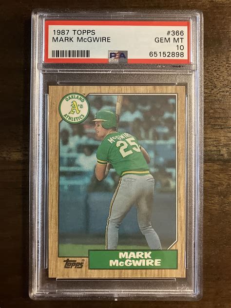 Graded 1987 Topps 366 Mark McGwire Rookie PSA 10 GEM MINT Beautiful