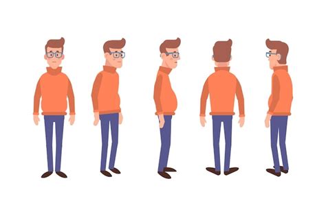 Premium Vector Man Male Guy Front Side Back View Flat Vector