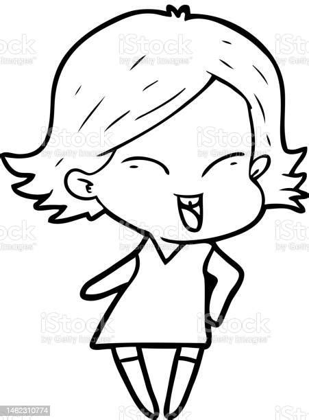 Happy Cartoon Girl Stock Illustration Download Image Now Adult Art Art Product Istock