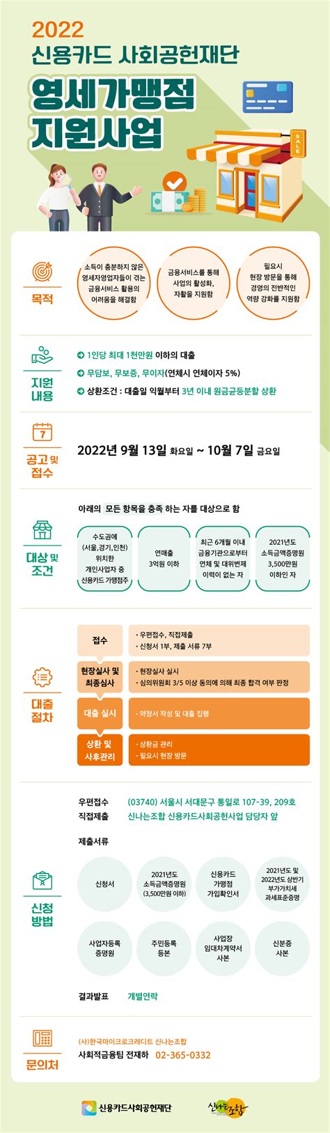 서울시 50플러스포털 50포털 신나는조합 2022년 신용카드 사회공헌재단 영세가맹점 지원사업 사업자 모집~107