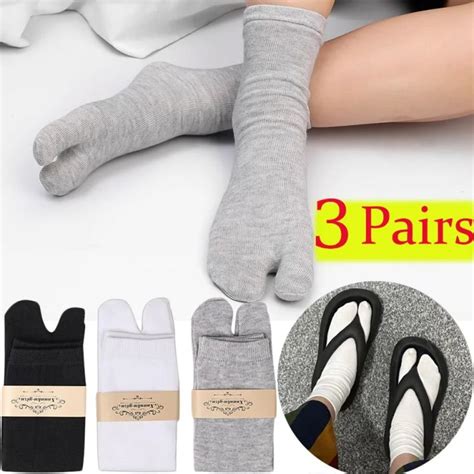 3Pairs Japanese Unisex Summer Fiber Two Finger Socks Flip Flop Sandal