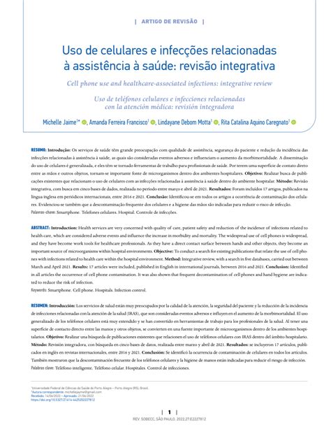 PDF Uso de celulares e infecções relacionadas à assistência à saúde