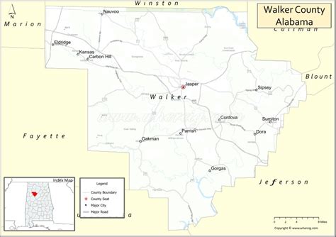 Map Of Walker County Alabama Where Is Located Cities Population