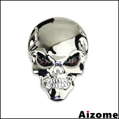 Aliexpress Buy Chrome Alloy Metal Sticker 3D Skull Car Stickers