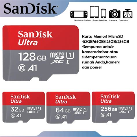 Jual Kartu Memori SanDisk Ultra A1 MicroSD 32GB 64GB 128GB 256GB