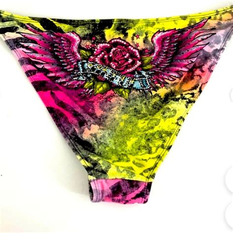 Affliction Swim Sinful By Affliction Bikini Bottom Studded Heart L Hygienic Liner Intact
