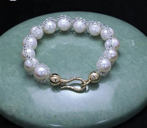 ZCD 2017 704 Pulsera De Perlas Naturales Puros Cristal Blanco