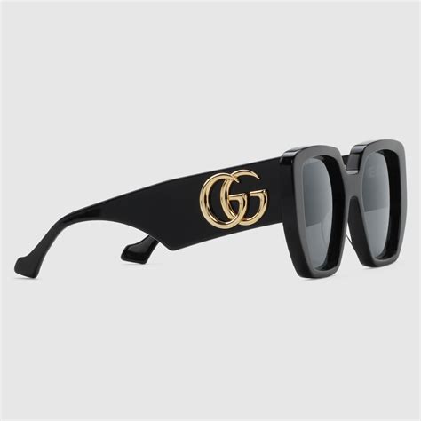 Rectangular Frame Sunglasses In Black Acetate Gucci Us