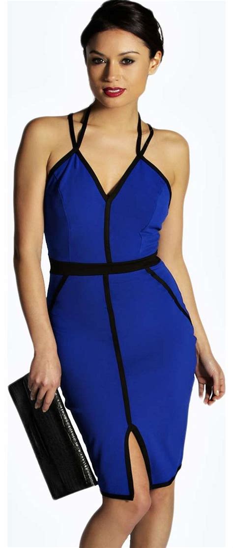 Boohoo Khloe Panelled Bodycon Dress Cobalt