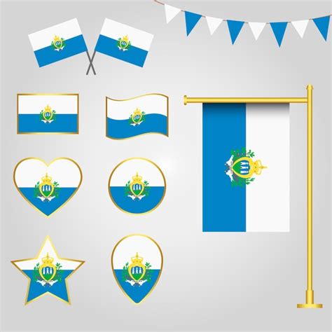 Coleção vetorial de emblemas e ícones da bandeira de San Marino em