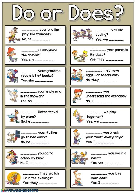 Do Or Does Interactive Worksheet Apprendre L Anglais Enseigner L