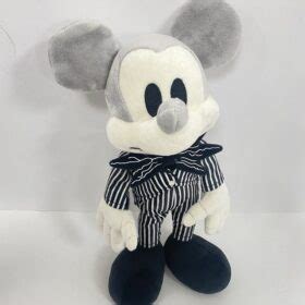 Disney Mickey Mouse Black & White Striped Theme Park Plush NOS ...