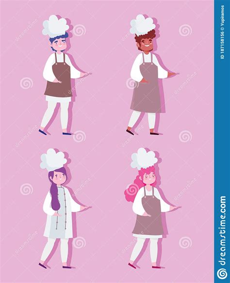 Women Female Chef Professional Occupation Characters Isolated Design