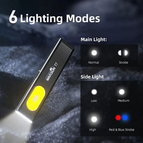 Warsun led keychain flashlight USB-C rechargeable 800lm portable mini