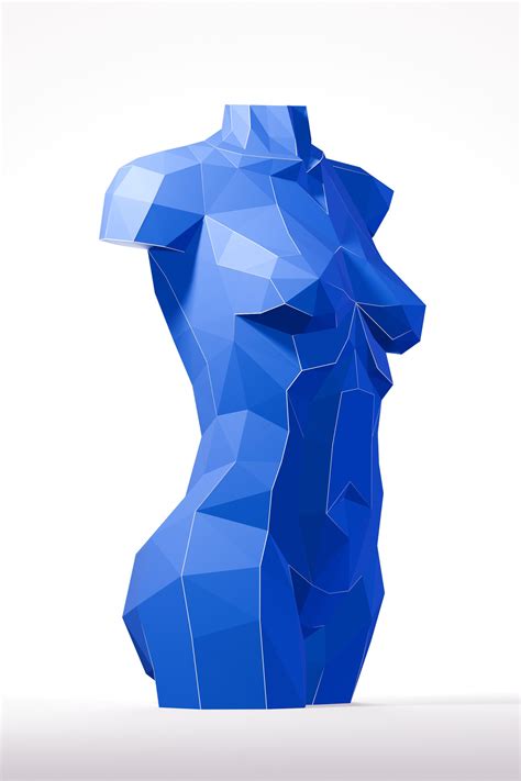 Woman Torso Papercraft Sculpture 3d Woman Torso Diy Template Low Poly Woman Torso Art Decor