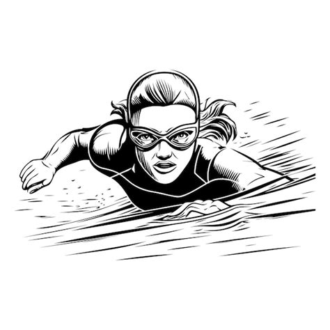 Premium Vector Swimmer In A Wetsuit And Goggles Vector Illustration