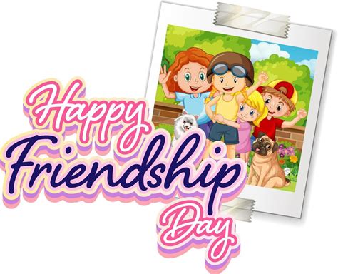 Happy friendship day with a photo of children 5358427 Vector Art at ...