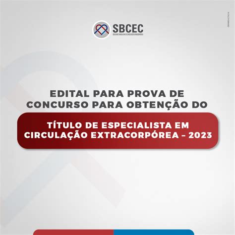 Edital Para Prova De T Tulo De Especialista Sbcec Sociedade