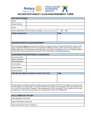 Fillable Online Ryla Rotary Endorsement Form Net Fax Email Print