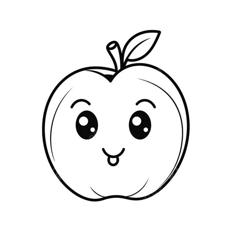 Black And White Cartoon Apple Drawing On A White Background, Apple Clipart, Drawing Clipart ...