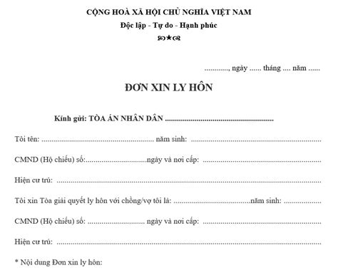 Mẫu đơn ly hôn mới nhất Hướng dẫn viết chi tiết mẫu đơn ly hôn