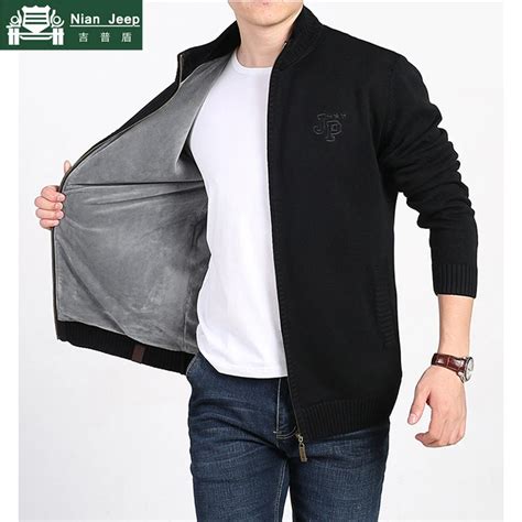 New Plus Velvet Winter Sweater Men Brand Afs Jeep Solid Cardigan Zipper Mens Sweaters Keep Warm