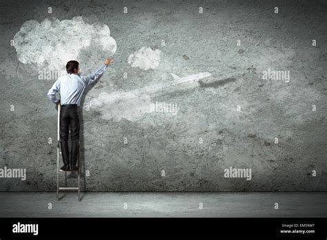 Business Man On Ladder Stock Photo Alamy