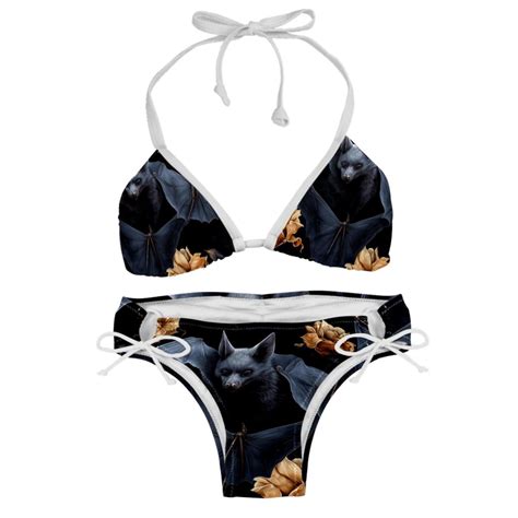 Bats Swimwear Bikini Set With Detachable Sponge Adjustable Strap Two