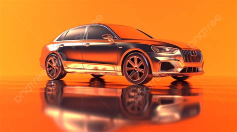 Shiny Audi Sports Car On Top Of A Orange Background 3d Illustration Of