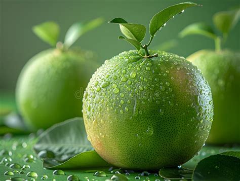 Close Up Of A Green Rangpur Lime With Water Drops A Sweet Seedless