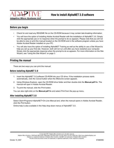 How To Install Alphanet Software Adaptive Micro Systems