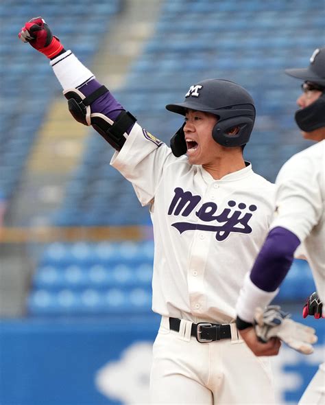 明大が慶大に逆転勝ち 延長10回に小島大河が右翼への決勝3ラン「勝てたことがうれしい」 アマ野球写真ニュース 日刊スポーツ