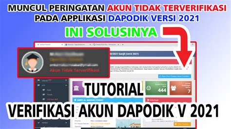 Cara Verifikasi Akun Dapodik Dan PTK Di Dapodik Versi 2021 YouTube