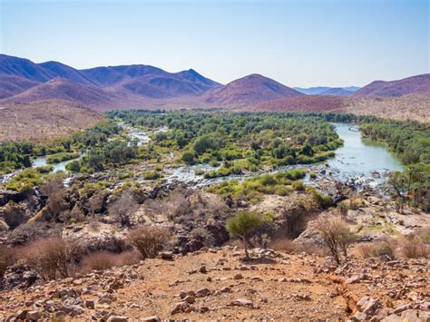 View Over Beautiful Scenic Epupa Falls On Kunene River Between Angola