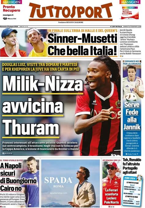 EDICOLA TS Milik Nizza Avvicina Thuram Alla Juve FC Inter 1908